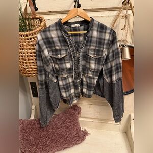 Promesa Black and Gray Plaid Shirt
